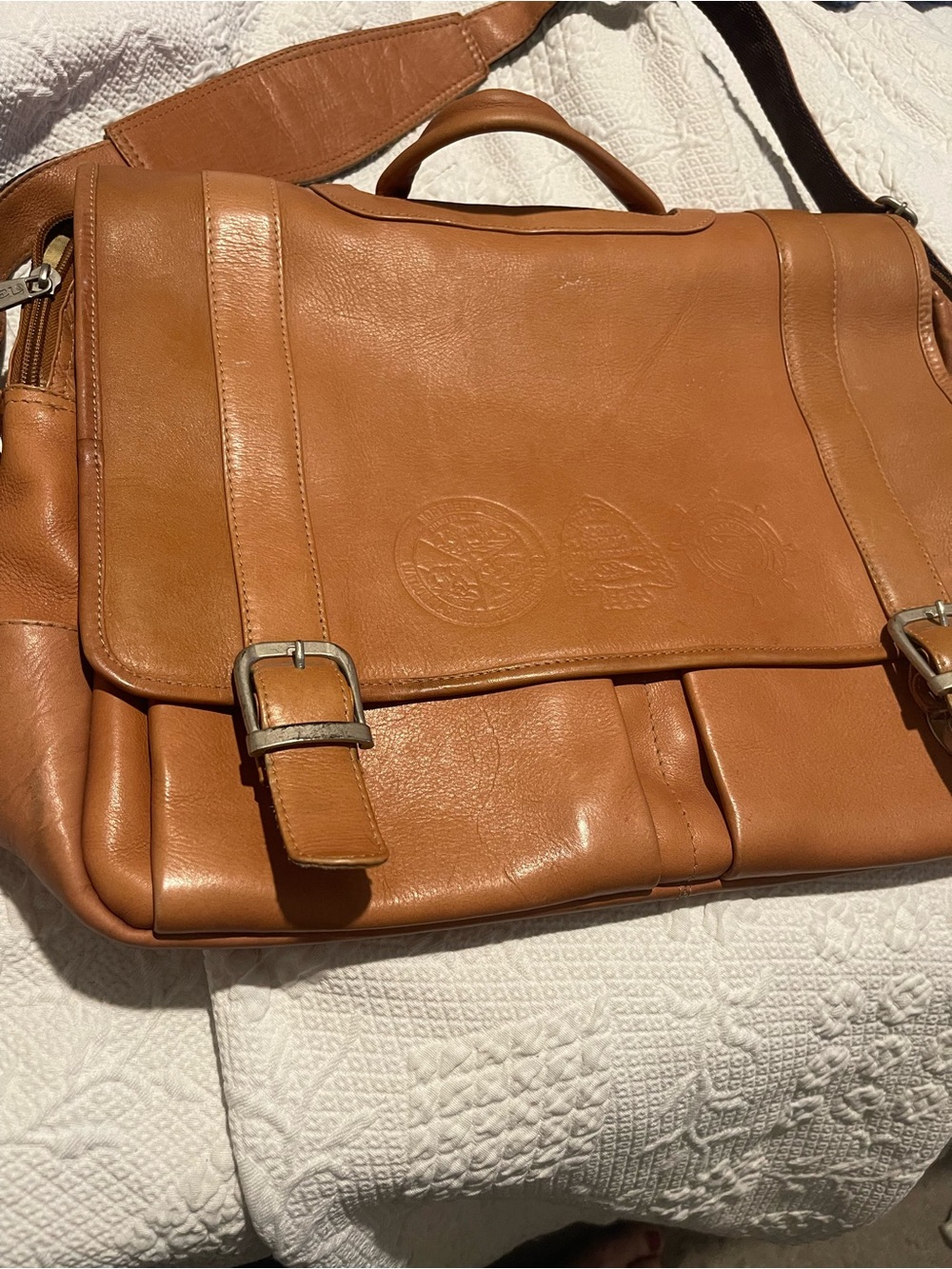 Leather Messenger/Satchel/Briefcase Bag - Tan Piel Brand Northern Tier Scouts